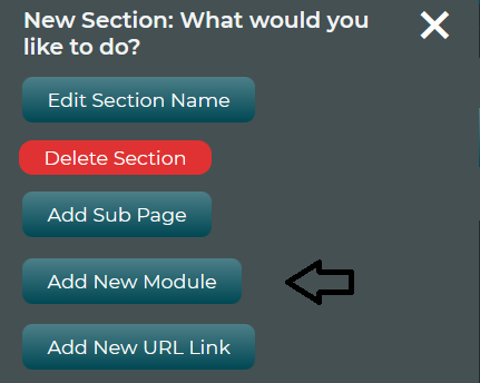 From this button you can then choose the name, category of the module, and its icon.