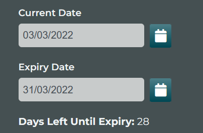 In this example, the two dates are compared and the Time/Date Difference Field is called Days Left Until Expiry. Here the value is 28 as its the difference between the 2 dates.